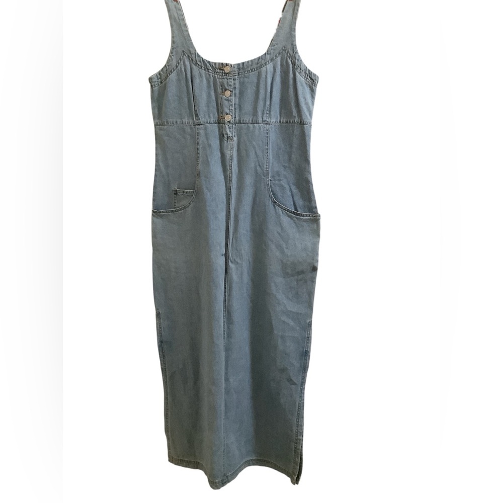 Newport News Blue Denim Overalls Sleeveless Button-Front (EUC)